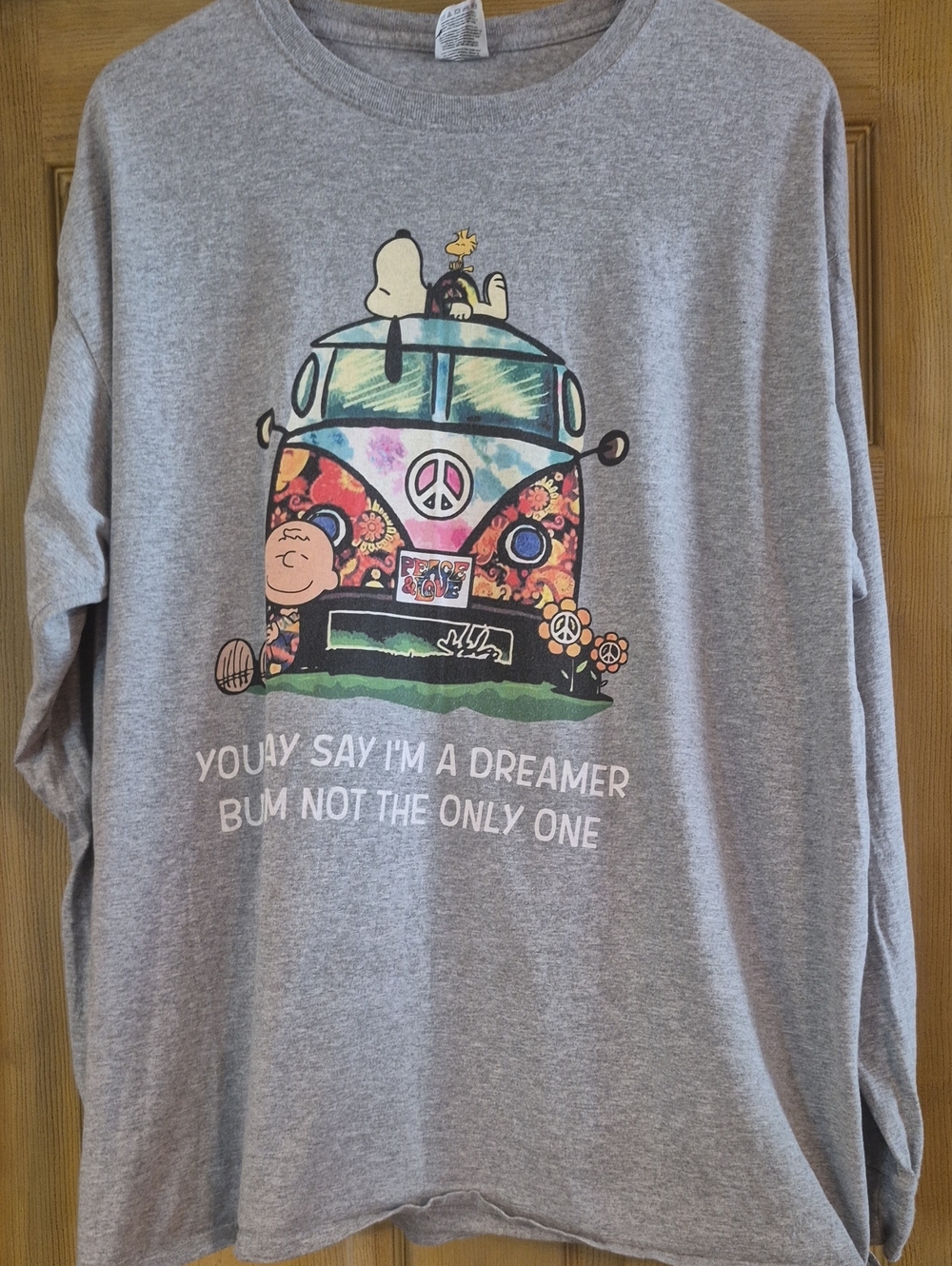 Joe Cool Snoopy Charlie Brown Woodstock Peace & Love Long Sleeve Cotton Size XL